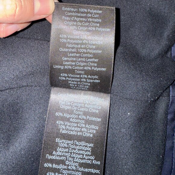 Mackage Bomber Jacket Dark Blue with Black Leather Accents - Size Small - Picture 10 of 11